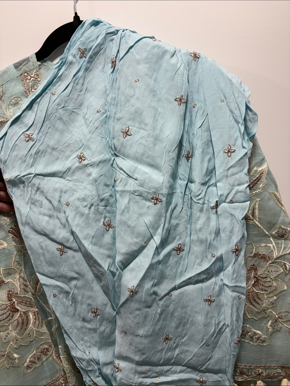 Sana Safinaz L Elegant Light Green/Sky Blue Embroidered Kurta Set - Picture 13 of 15